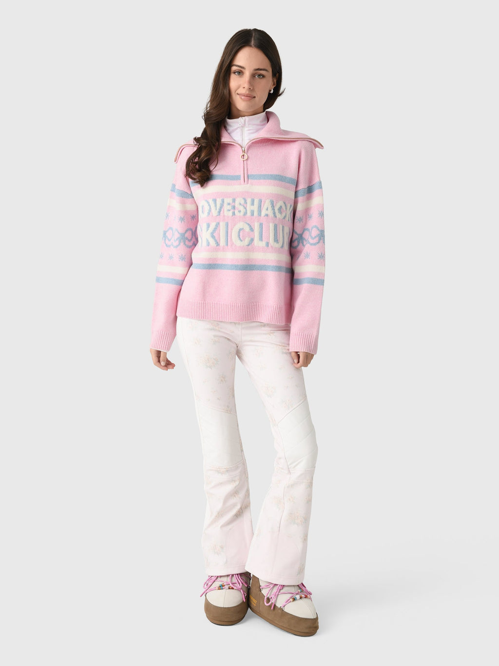 LoveShackFancy Women's Mitsy Wool Ski Club Sweater