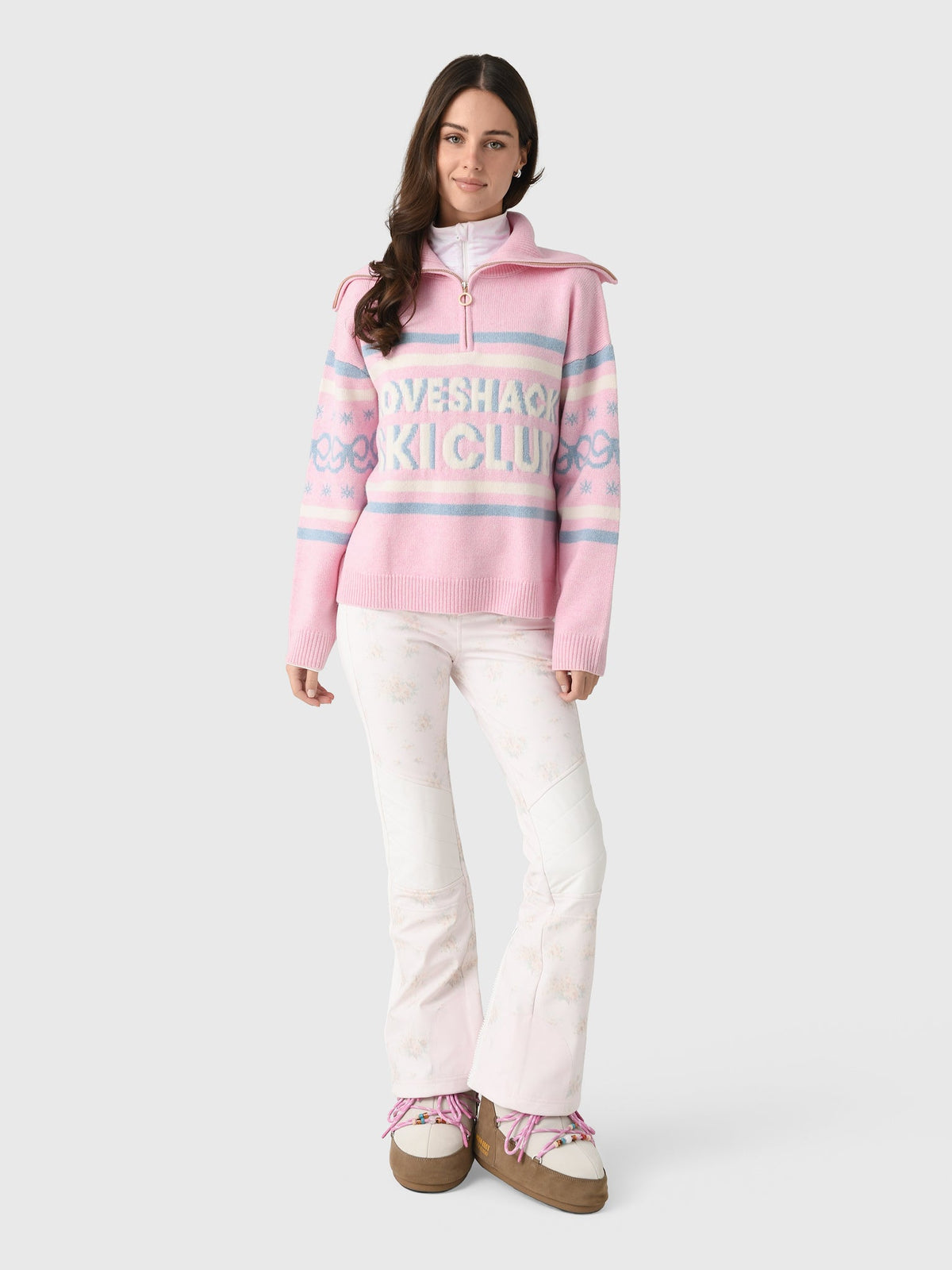 LoveShackFancy Women's Mitsy Wool Ski Club Sweater