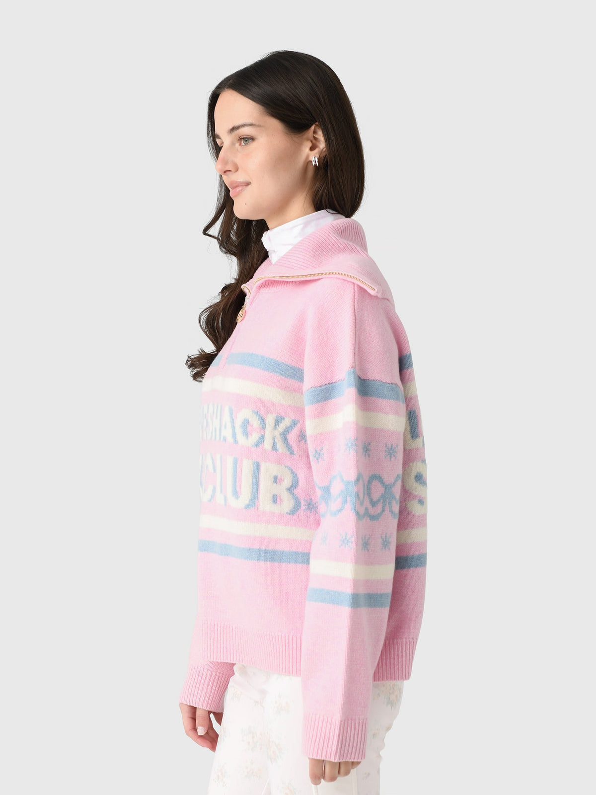 LoveShackFancy Women's Mitsy Wool Ski Club Sweater