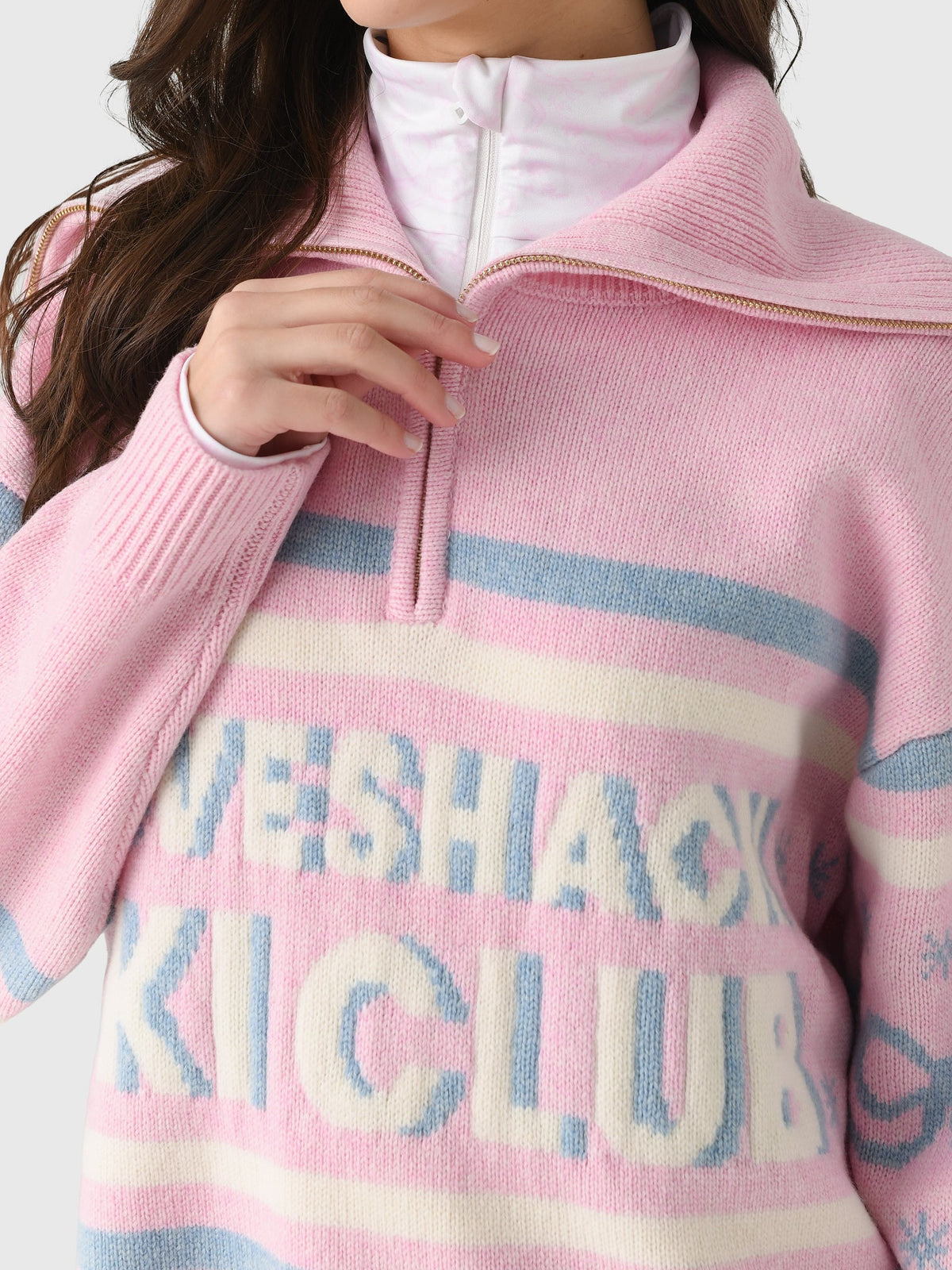 LoveShackFancy Women's Mitsy Wool Ski Club Sweater