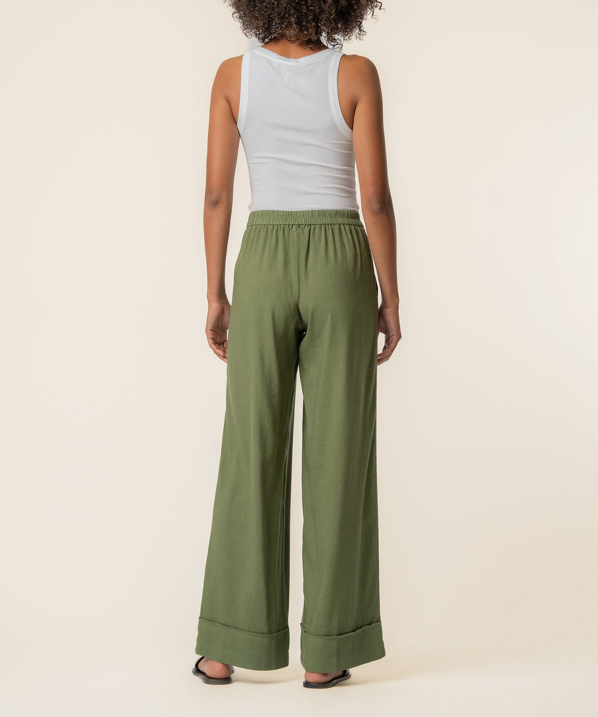 Meg Linen High Rise Wide Leg in Dill