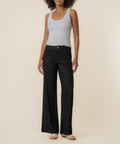 Meg Linen High Rise Wide Leg in Black