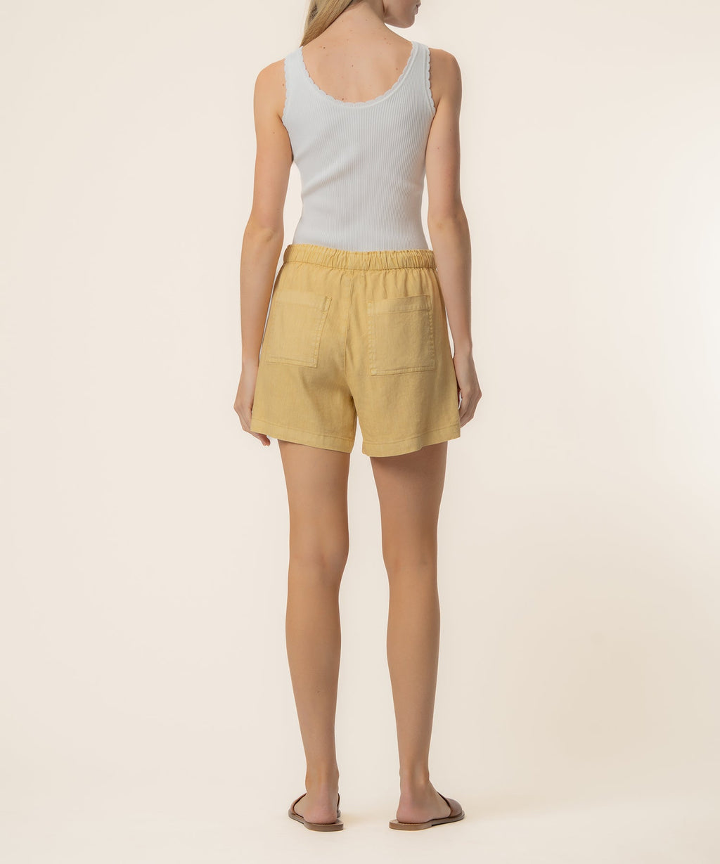Preston Linen High Rise Short in Mustard Gold