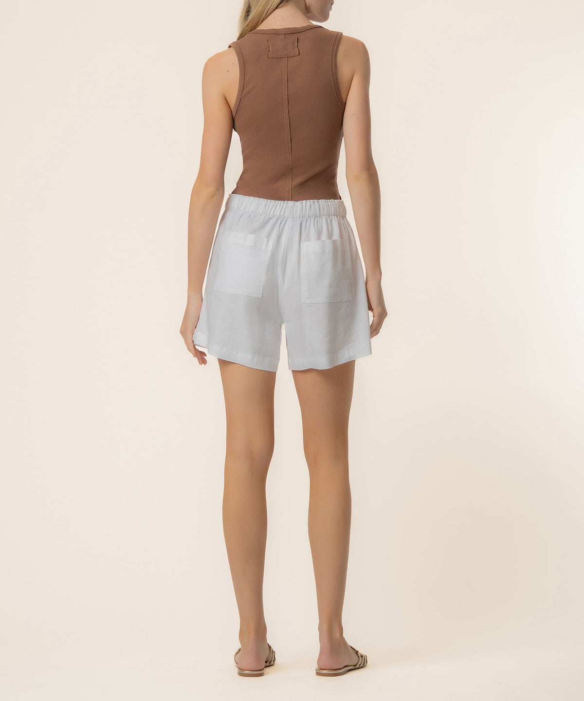 Preston Linen High Rise Short in White