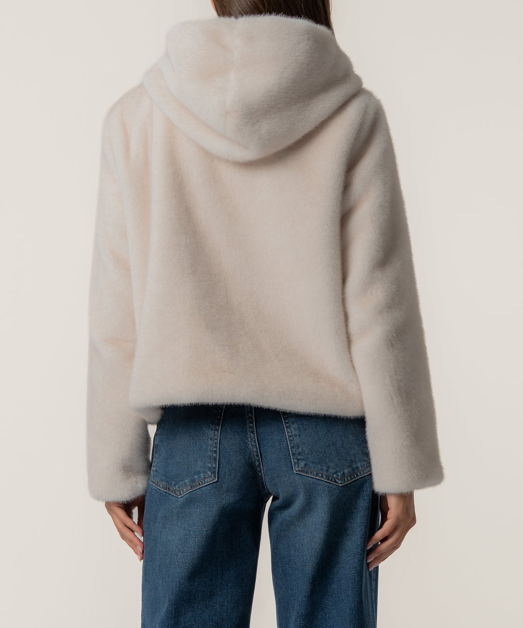 Saskia Faux Fur Jacket in Ivory