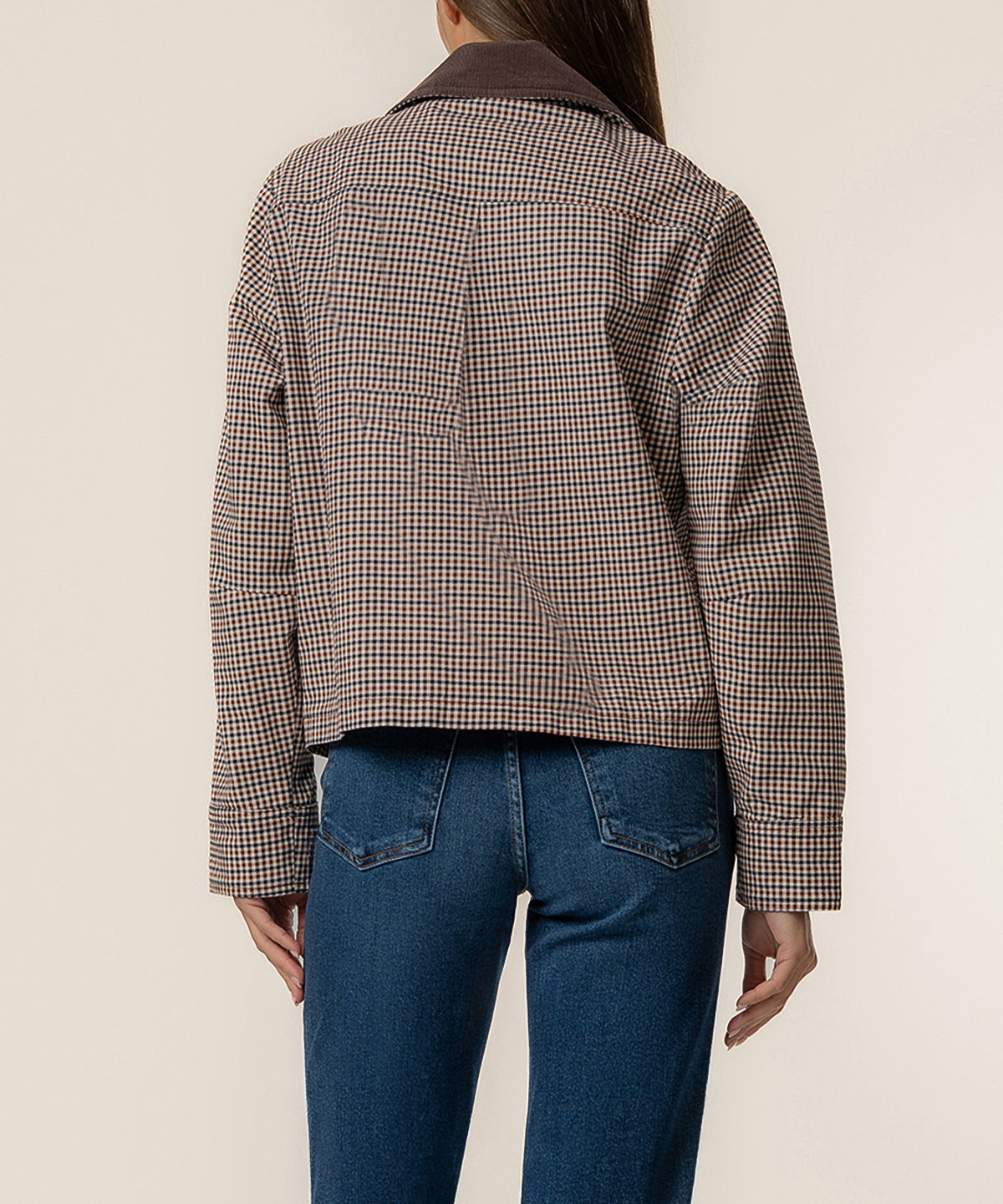 Natalia Twill Plaid Jacket in Chocolate