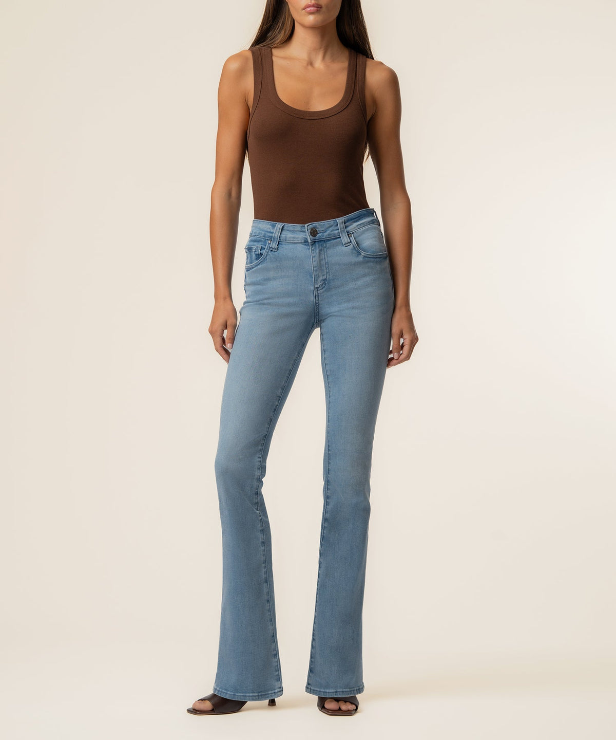 Natalie Mid Rise Flare in Lively Wash