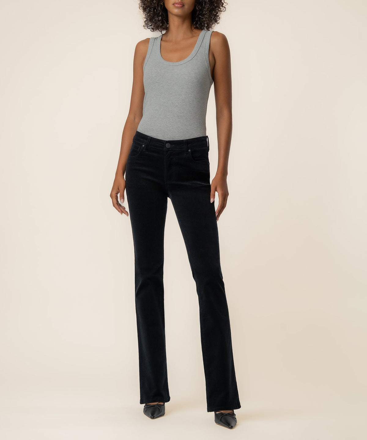 Natalie Corduroy Bootcut, Petite in Black
