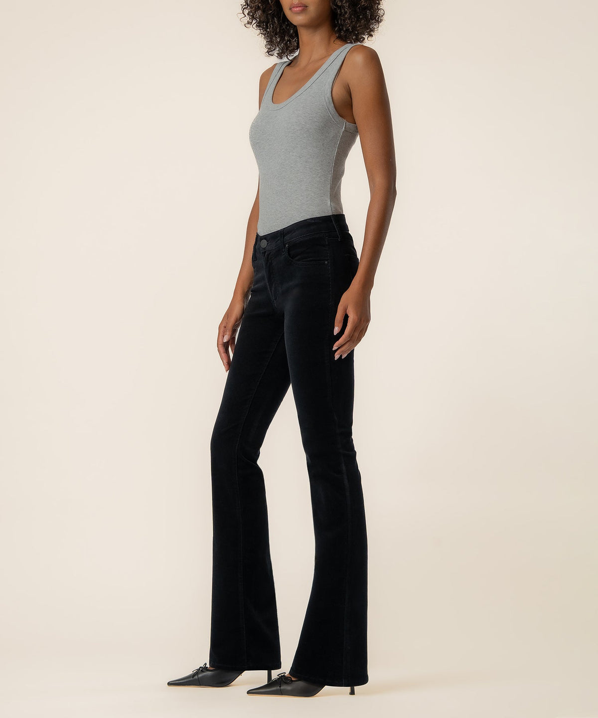 Natalie Corduroy Bootcut, Petite in Black