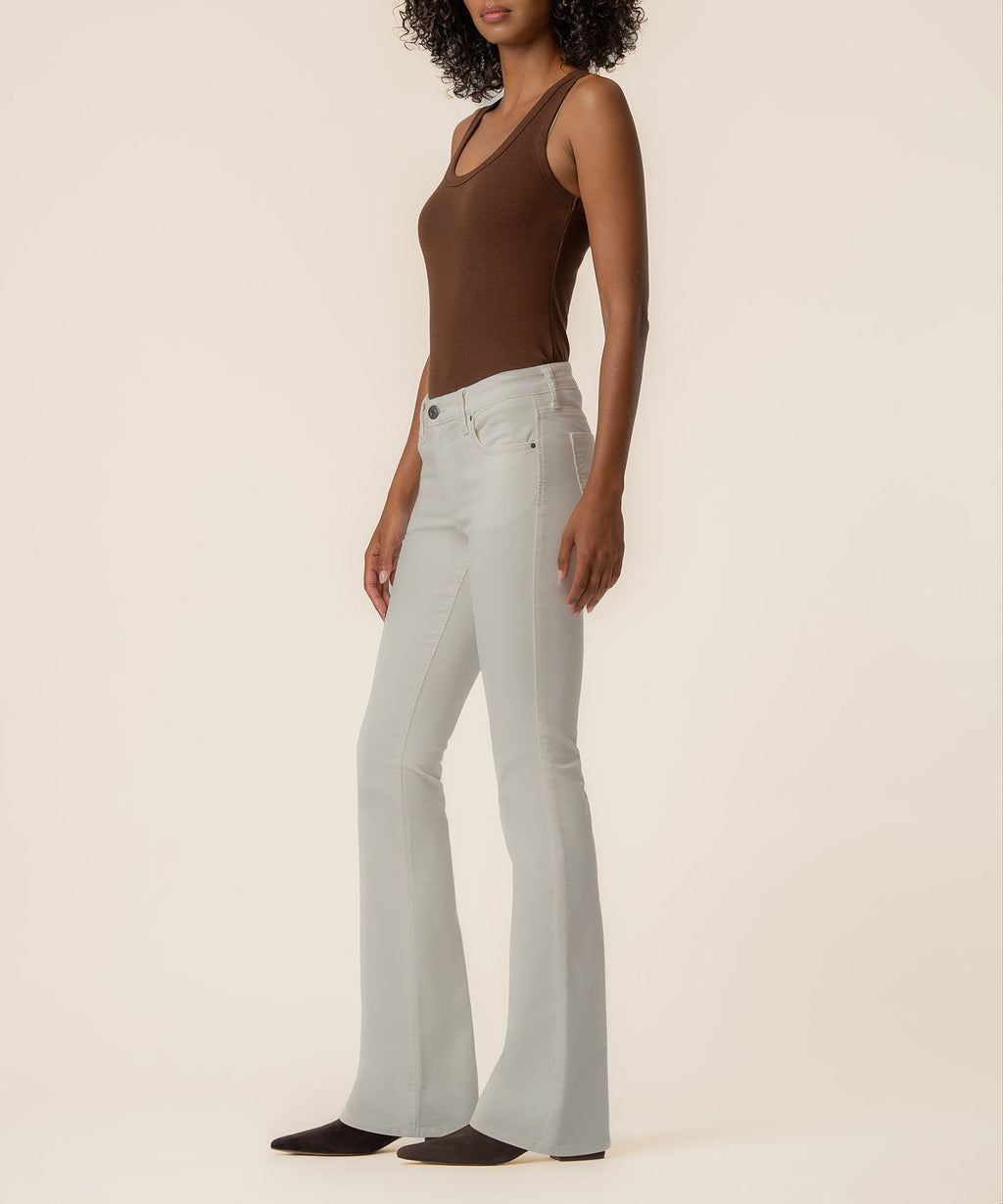 Natalie Corduroy Bootcut, Petite in Cloud White