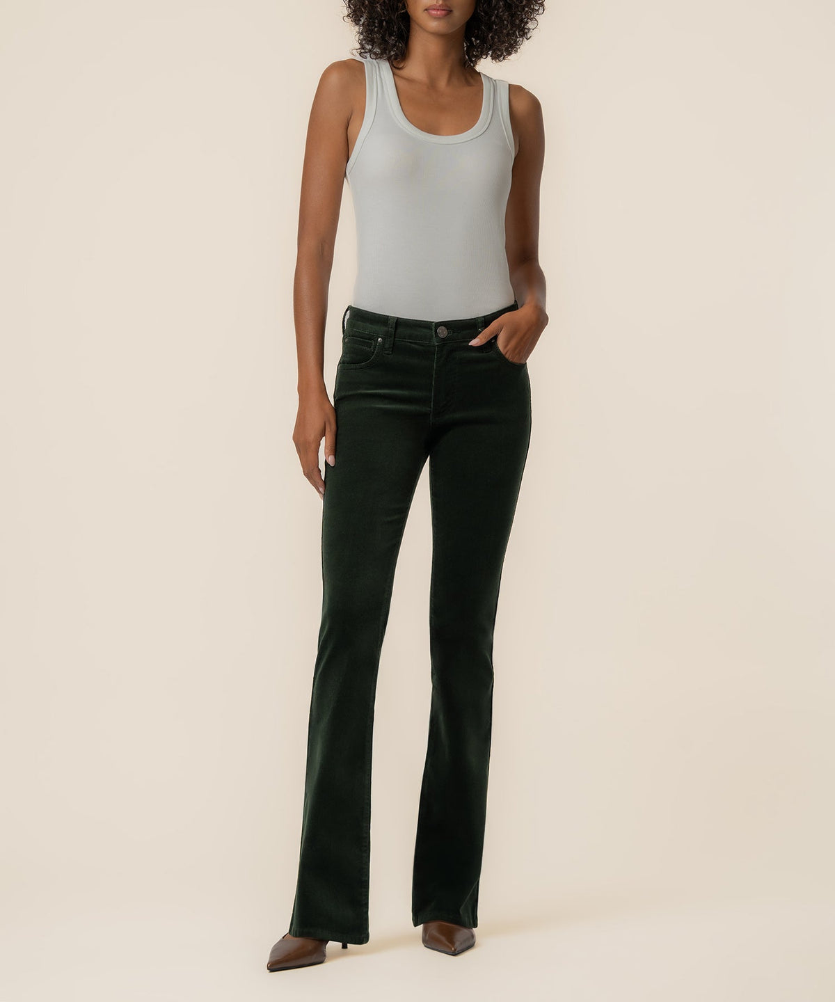 Natalie Corduroy Bootcut, Petite in Dark Forest