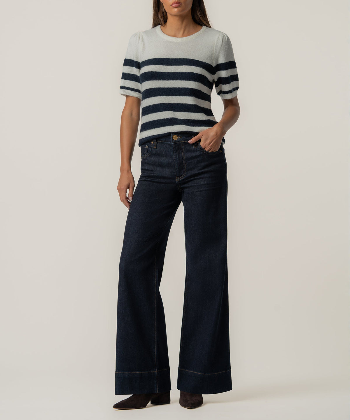 Monika Stripe Sweater in Cream/Navy
