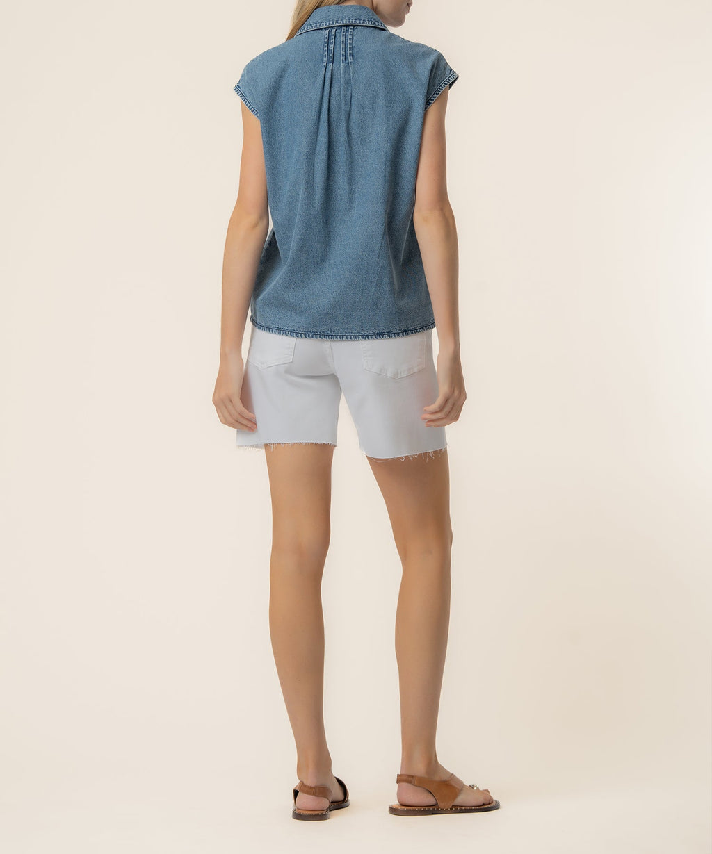 Penelope Denim Top in Beaming Wash