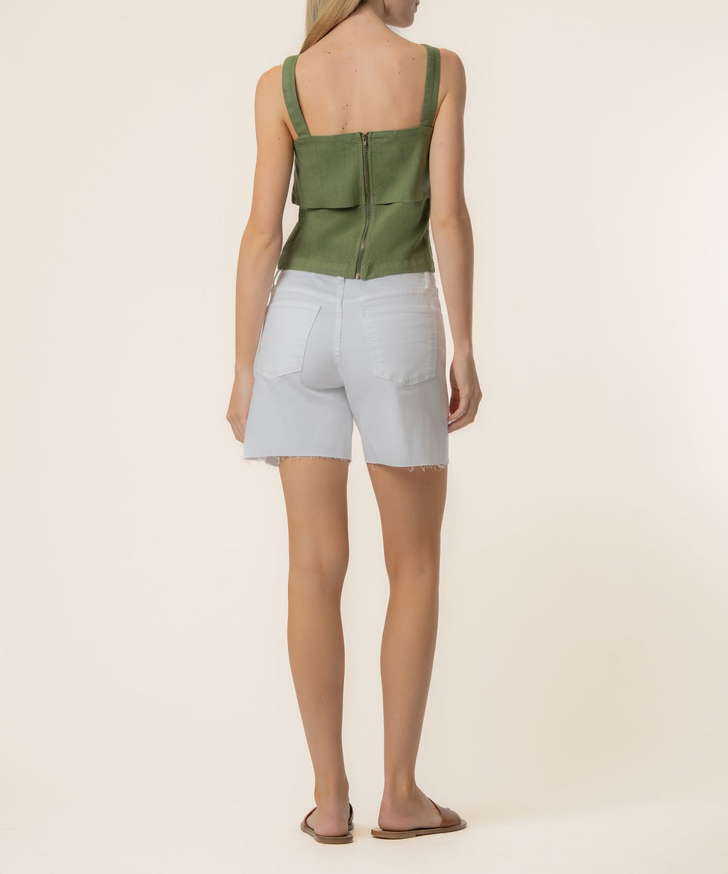 Melanie Linen Tank Top in Olive
