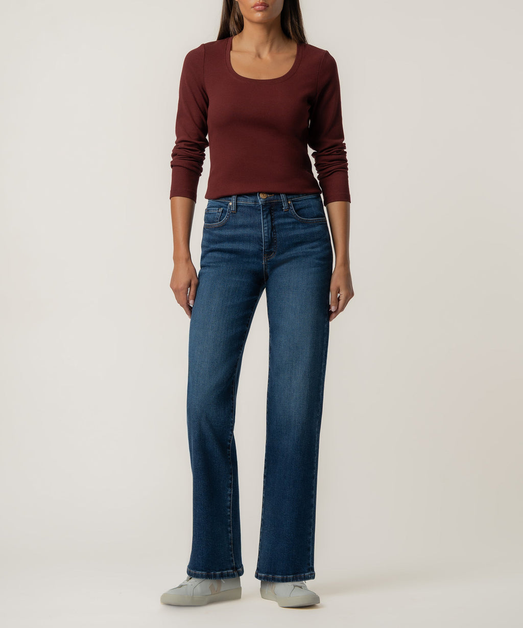 Sarah Rib Knit Top in Merlot