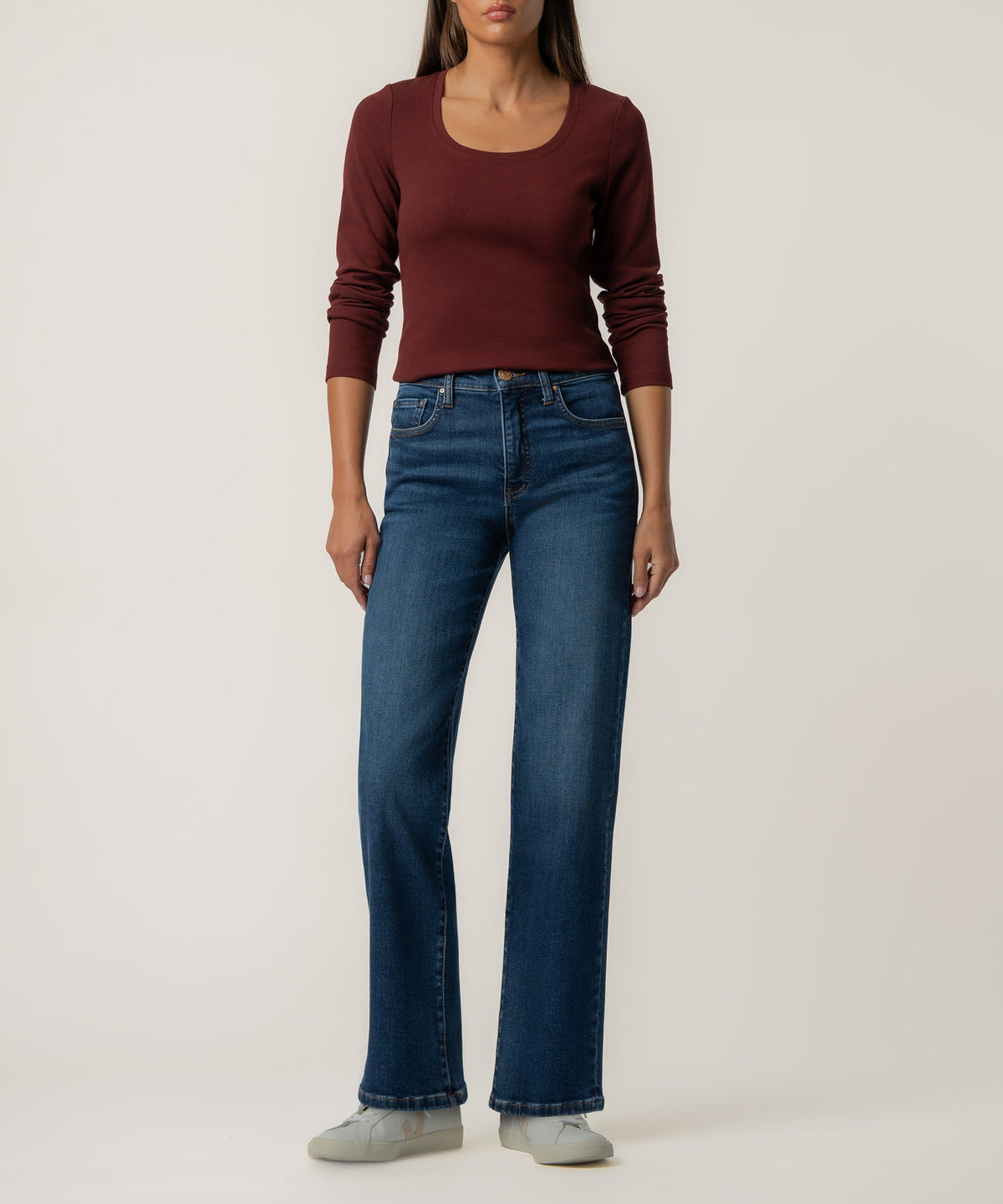 Sarah Rib Knit Top in Merlot