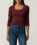 Sarah Rib Knit Top in Merlot