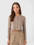 Leset Women's Pointelle Crop Cardigan