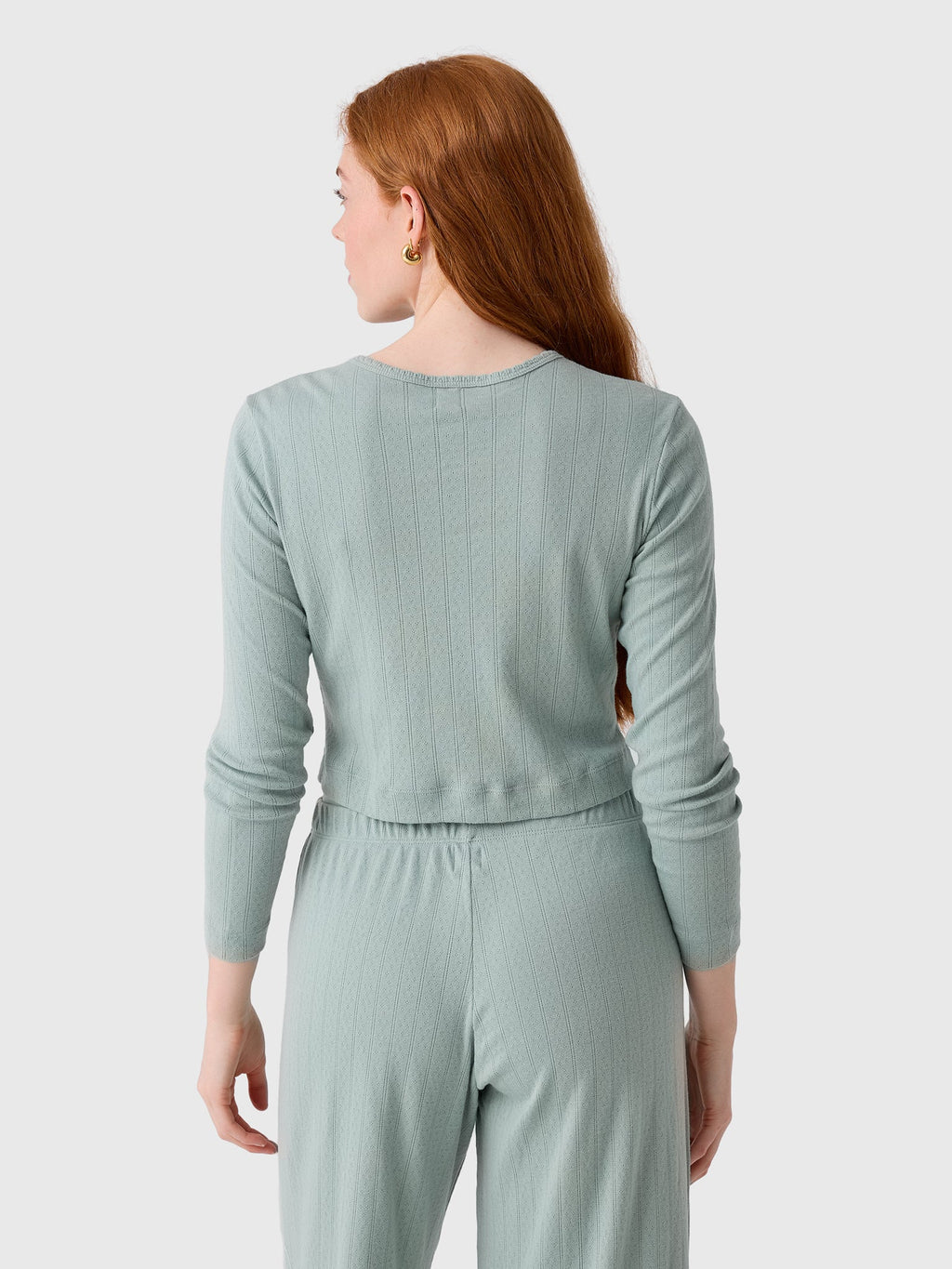 Leset Women's Pointelle Crop Cardigan