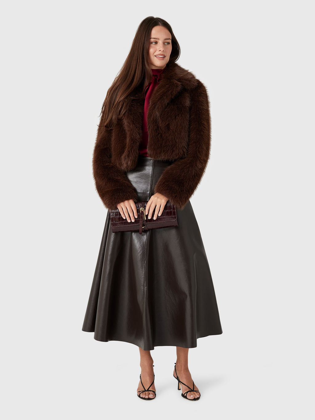 LoveShackFancy Women's Stroma Cropped Faux Fur Jacket