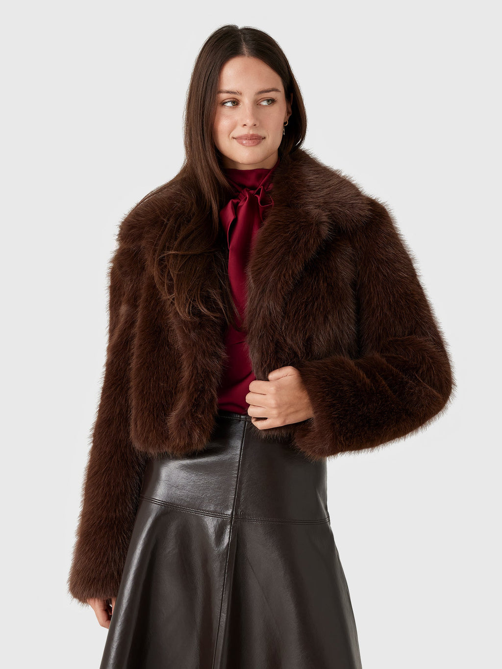 LoveShackFancy Women's Stroma Cropped Faux Fur Jacket