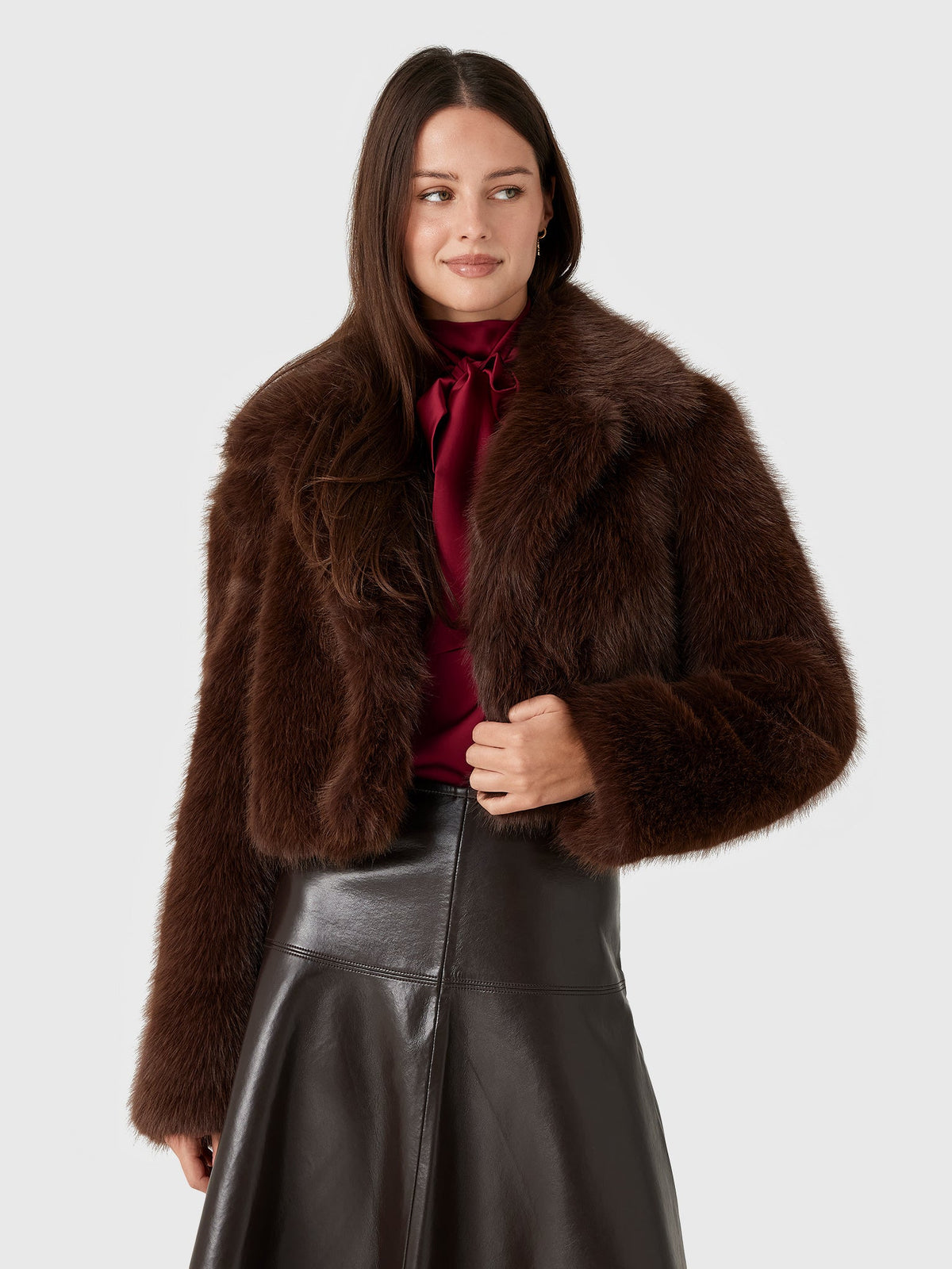LoveShackFancy Women's Stroma Cropped Faux Fur Jacket