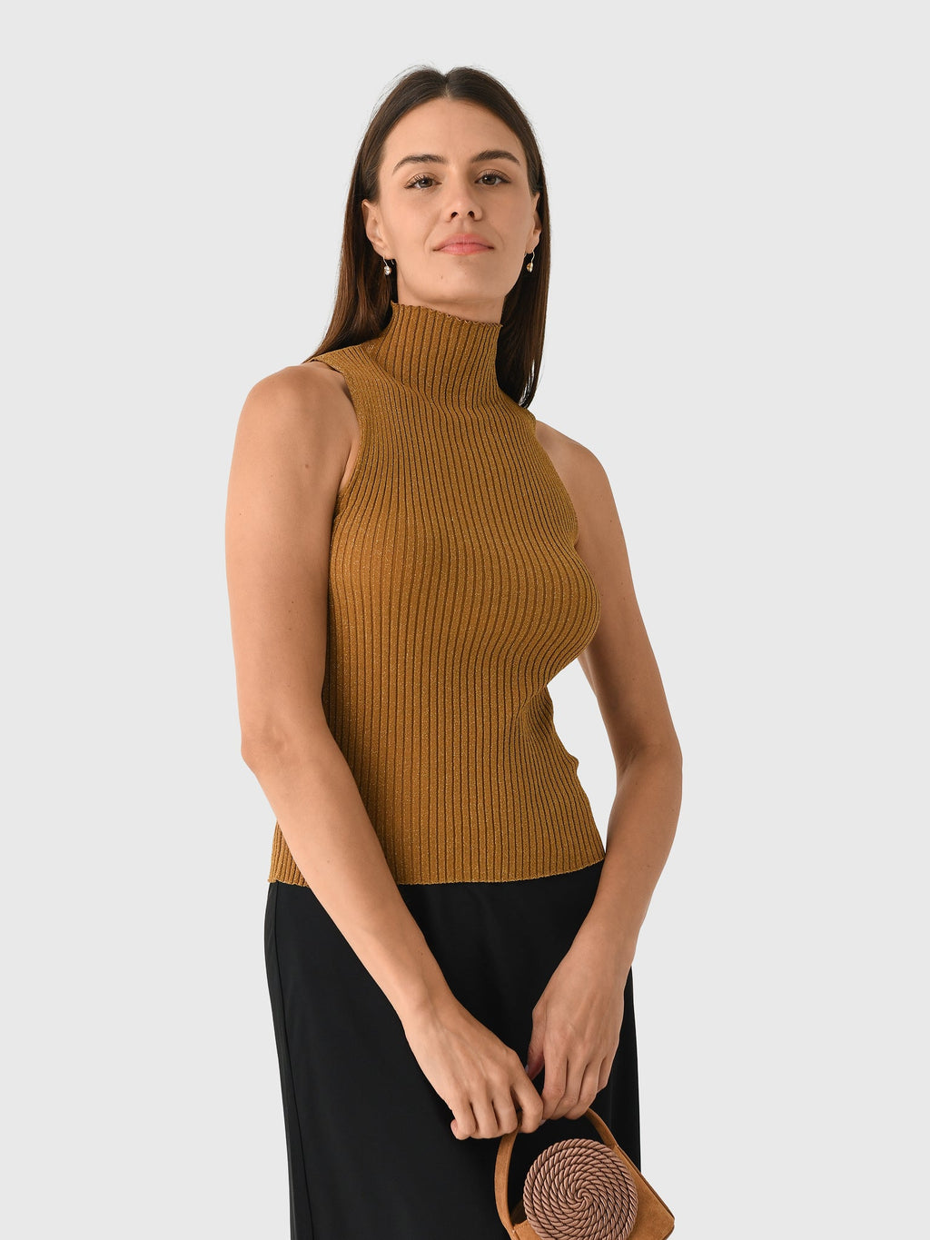 Leset Women's Blake Rib Sleeveless Turtleneck