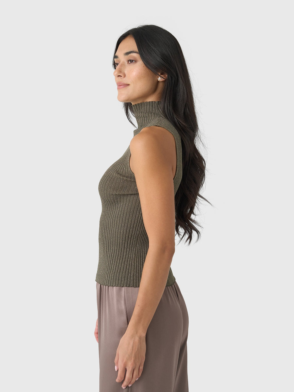 Leset Women's Blake Rib Sleeveless Turtleneck