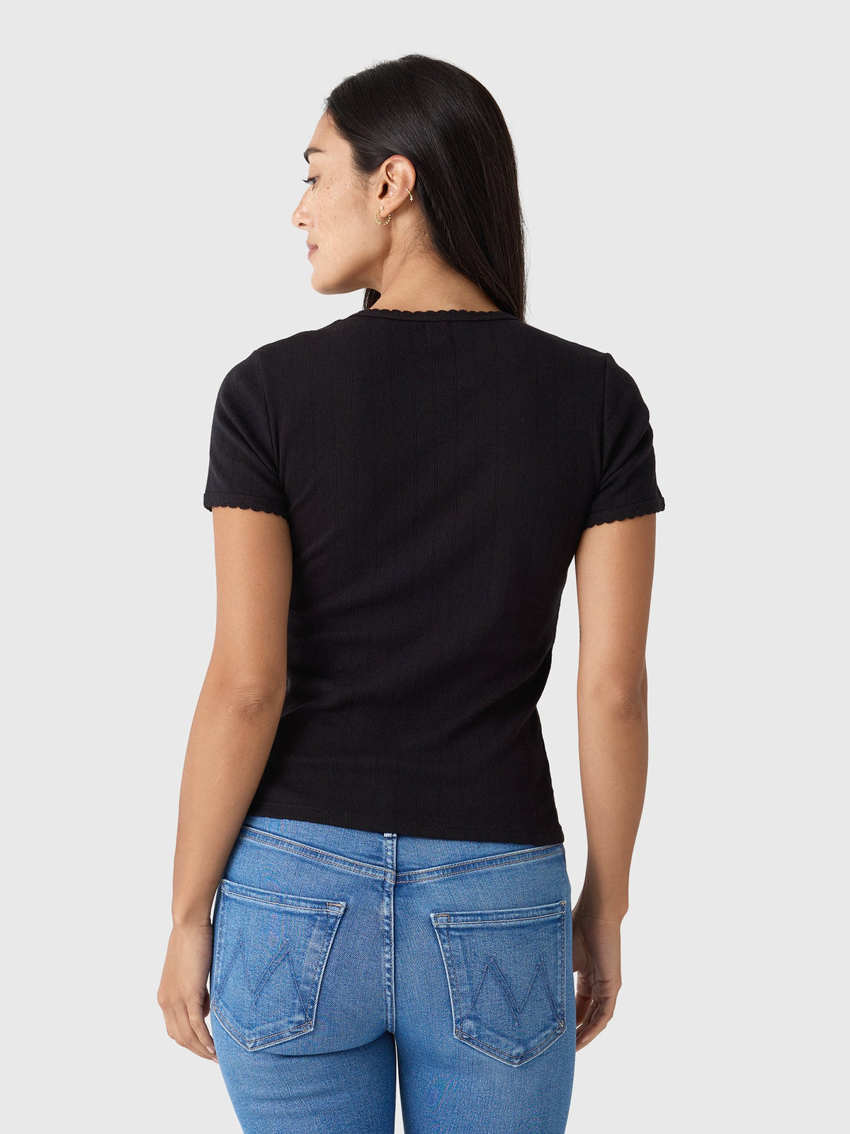 Leset Women's Pointelle Slim Fit Tee
