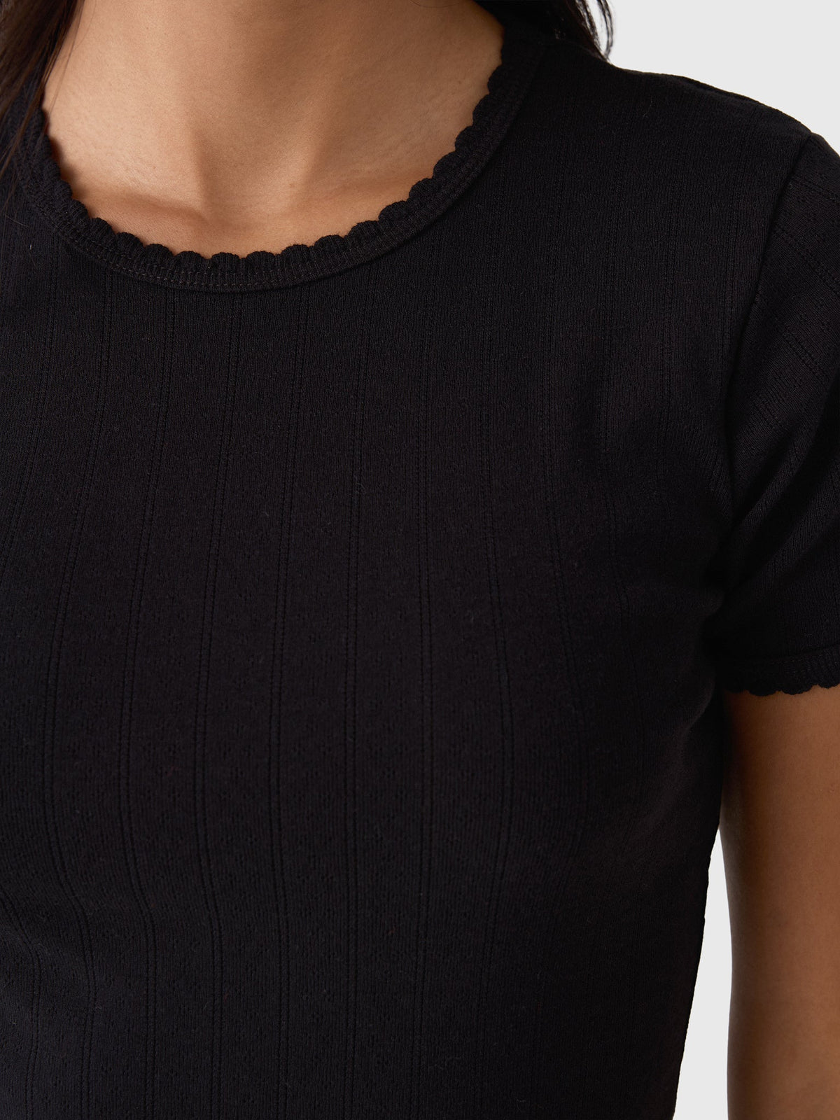 Leset Women's Pointelle Slim Fit Tee