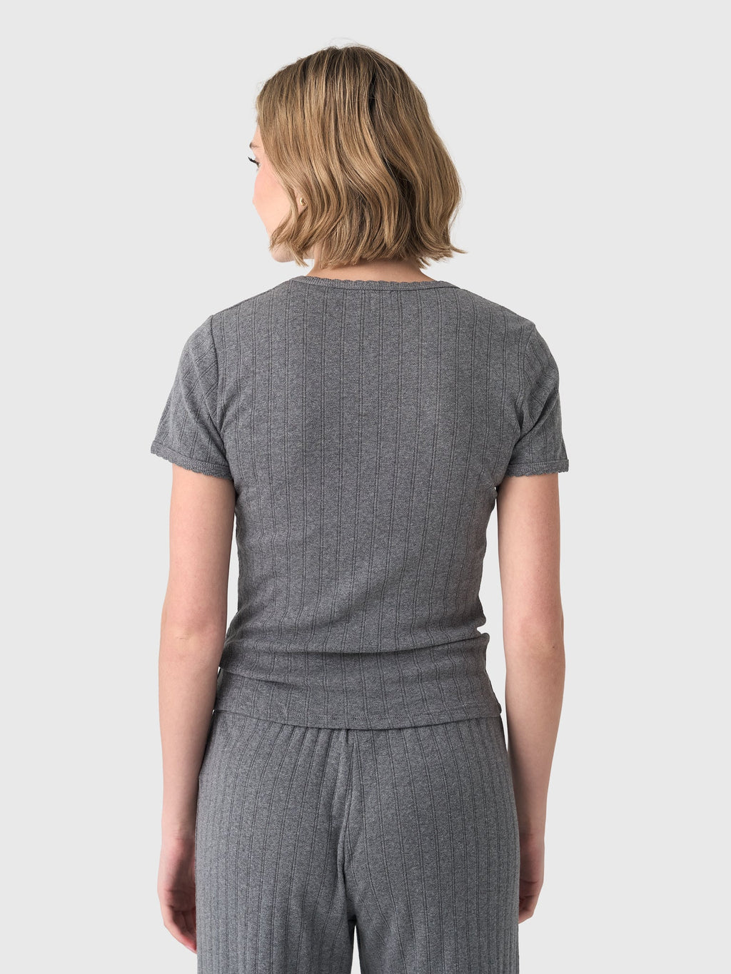 Leset Women's Pointelle Slim Fit Tee