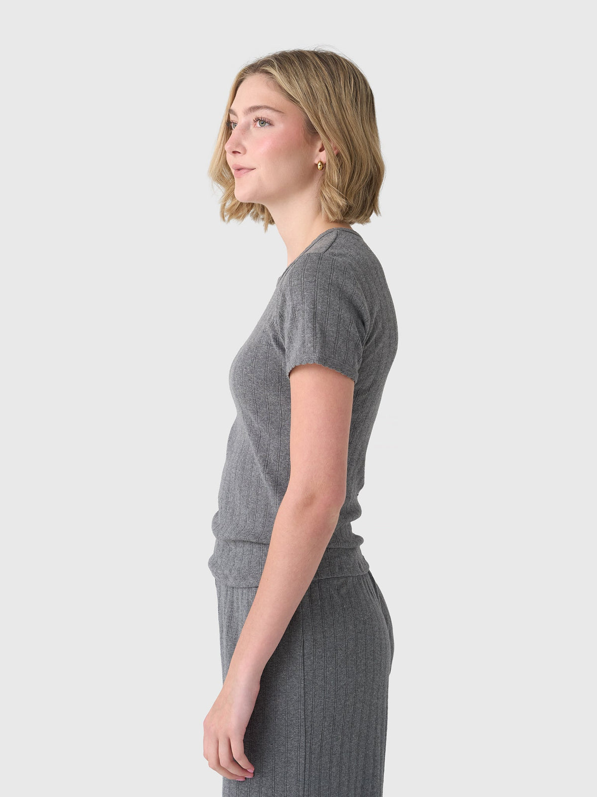 Leset Women's Pointelle Slim Fit Tee