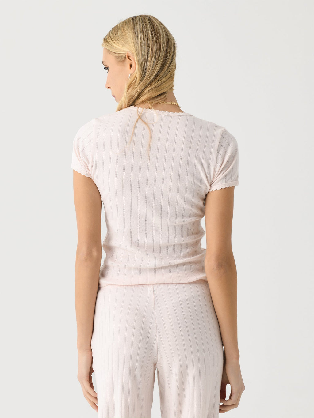 Leset Women's Pointelle Slim Fit Tee