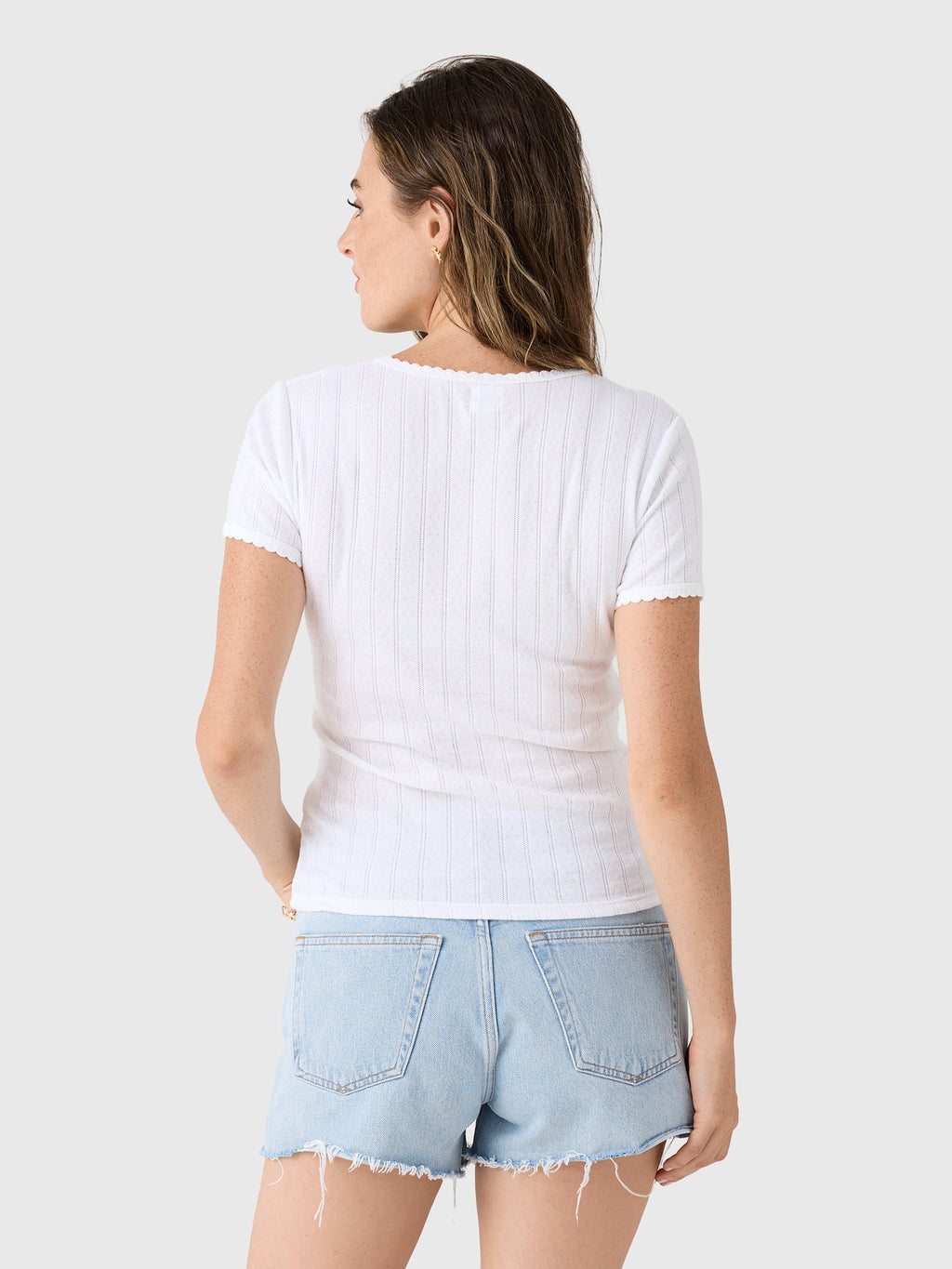 Leset Women's Pointelle Slim Fit Tee