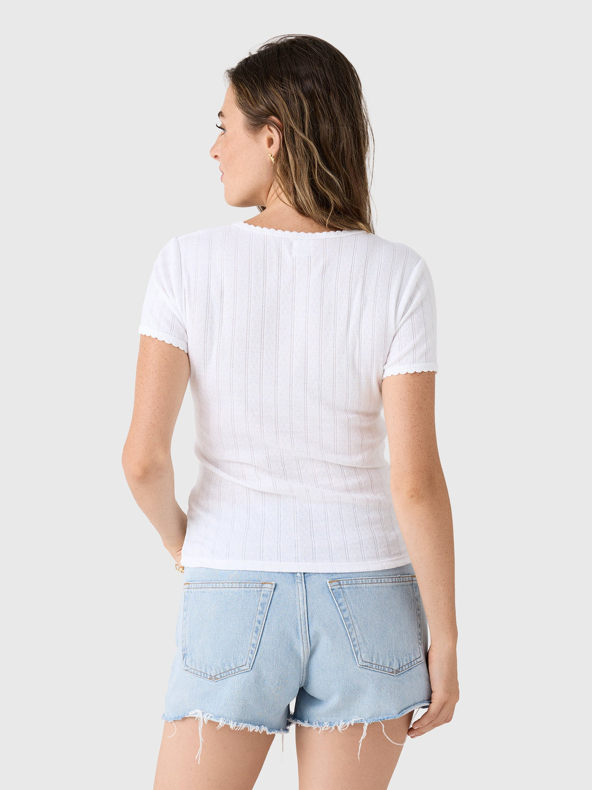Leset Women's Pointelle Slim Fit Tee