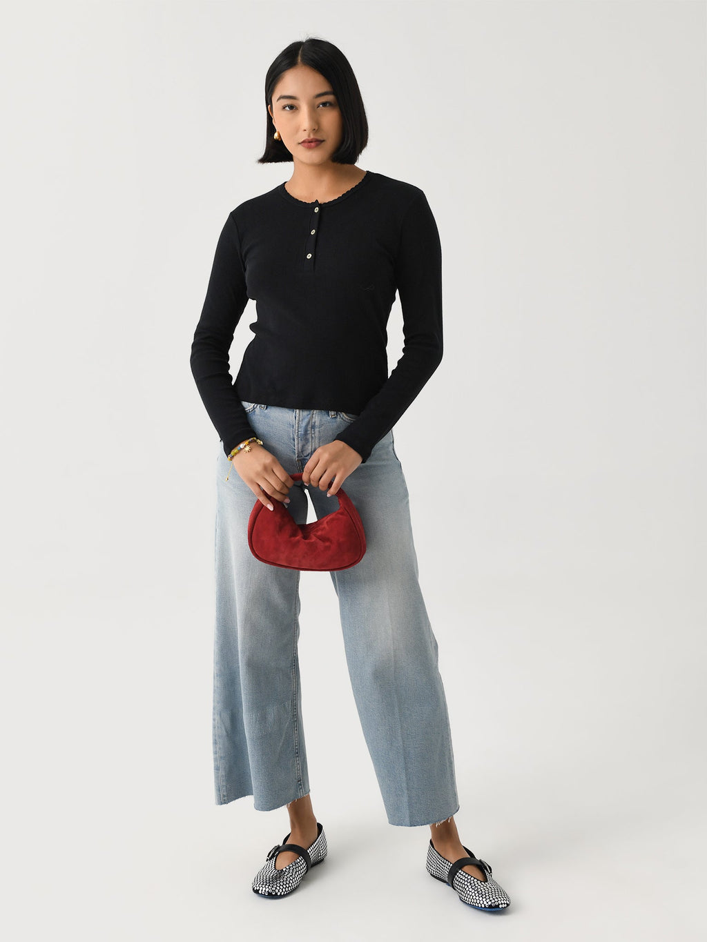 Leset Women's Pointelle Long Sleeve Henley
