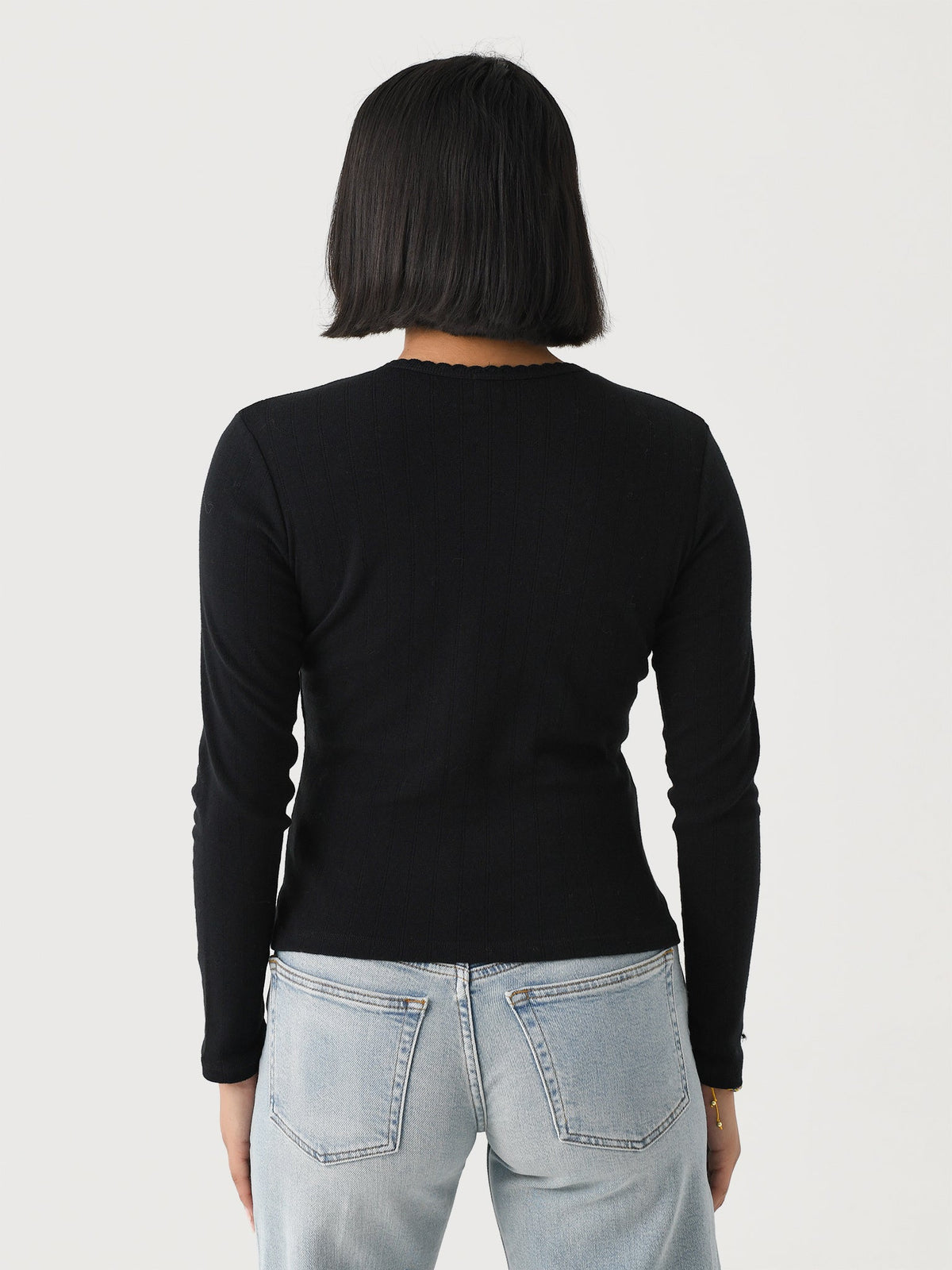 Leset Women's Pointelle Long Sleeve Henley