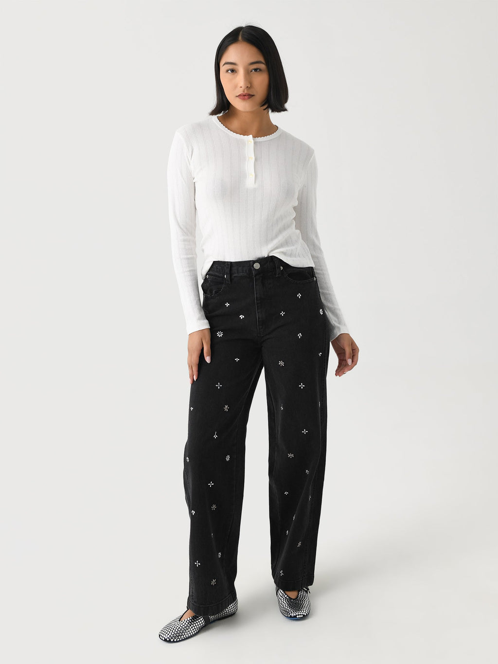 Leset Women's Pointelle Long Sleeve Henley