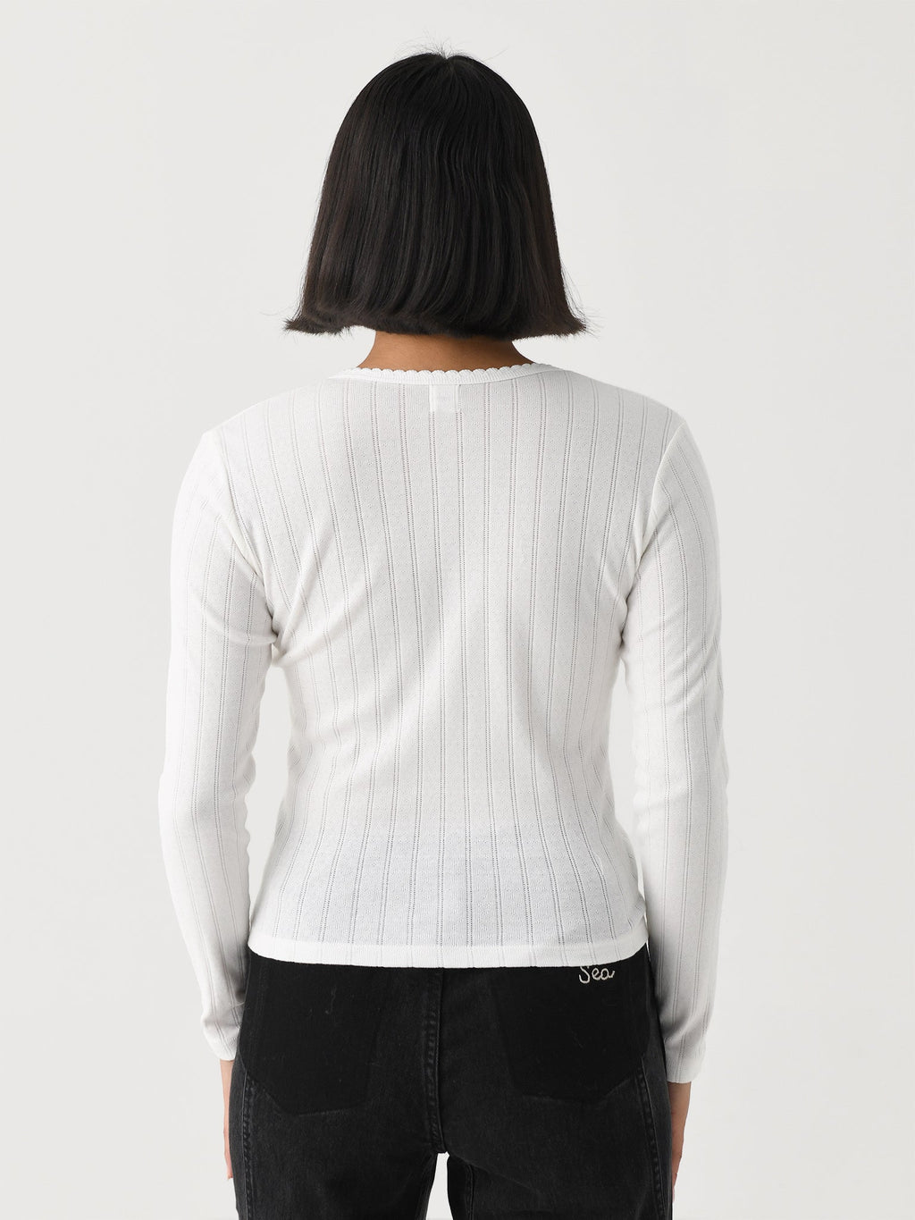 Leset Women's Pointelle Long Sleeve Henley