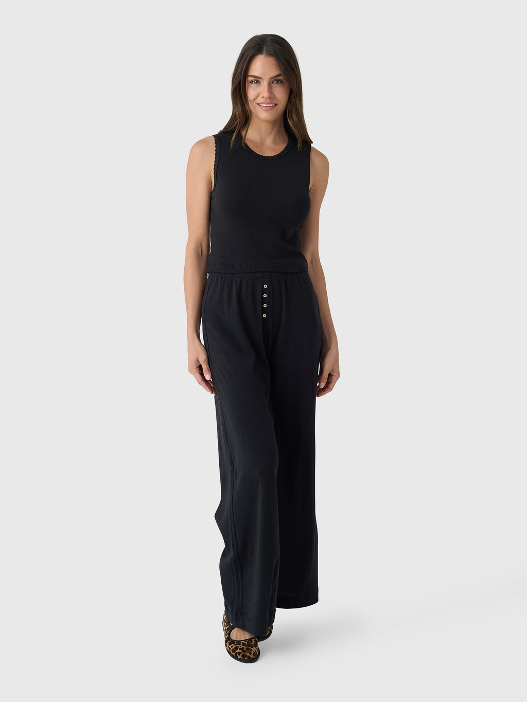 Leset Women's Pointelle Sleeveless Crew