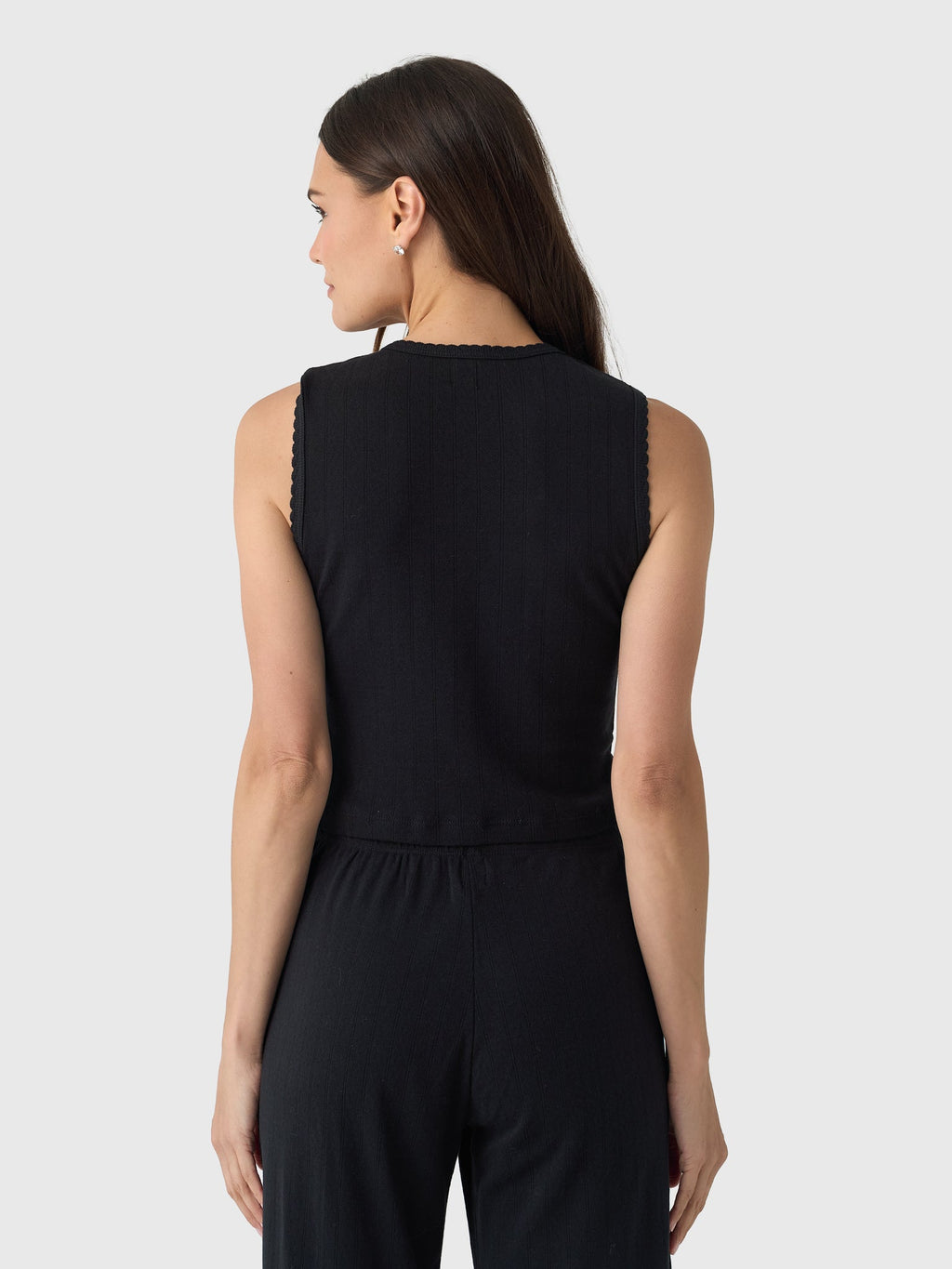 Leset Women's Pointelle Sleeveless Crew
