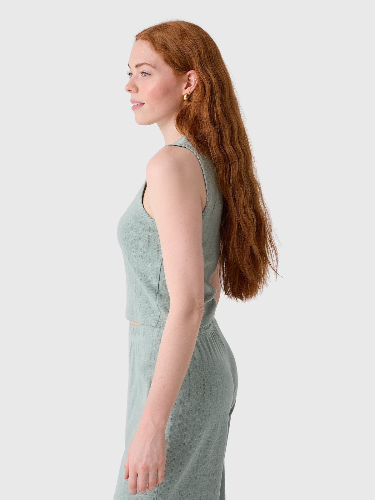 Leset Women's Pointelle Sleeveless Crew