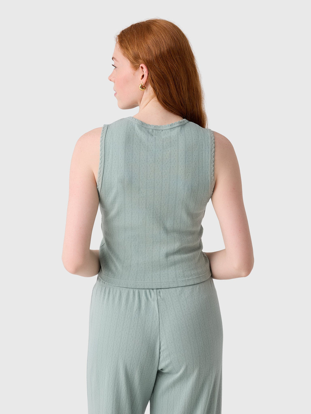 Leset Women's Pointelle Sleeveless Crew