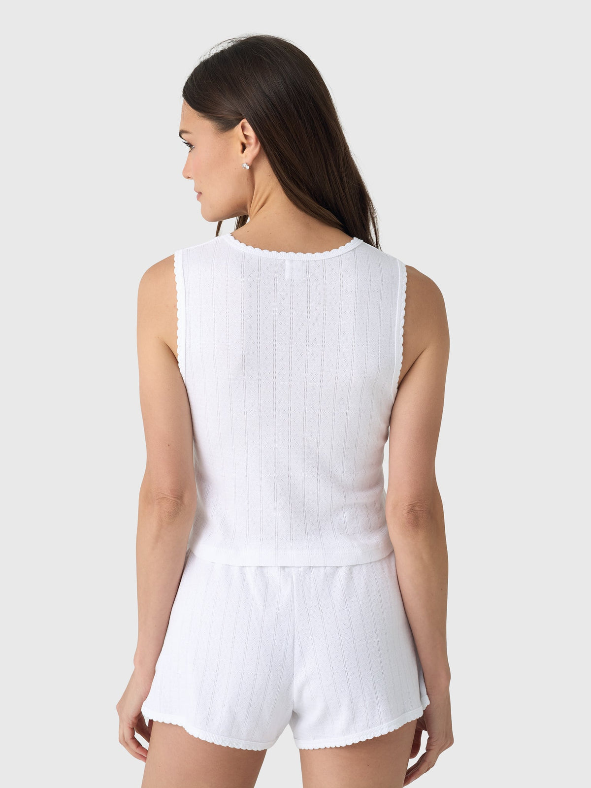 Leset Women's Pointelle Sleeveless Crew
