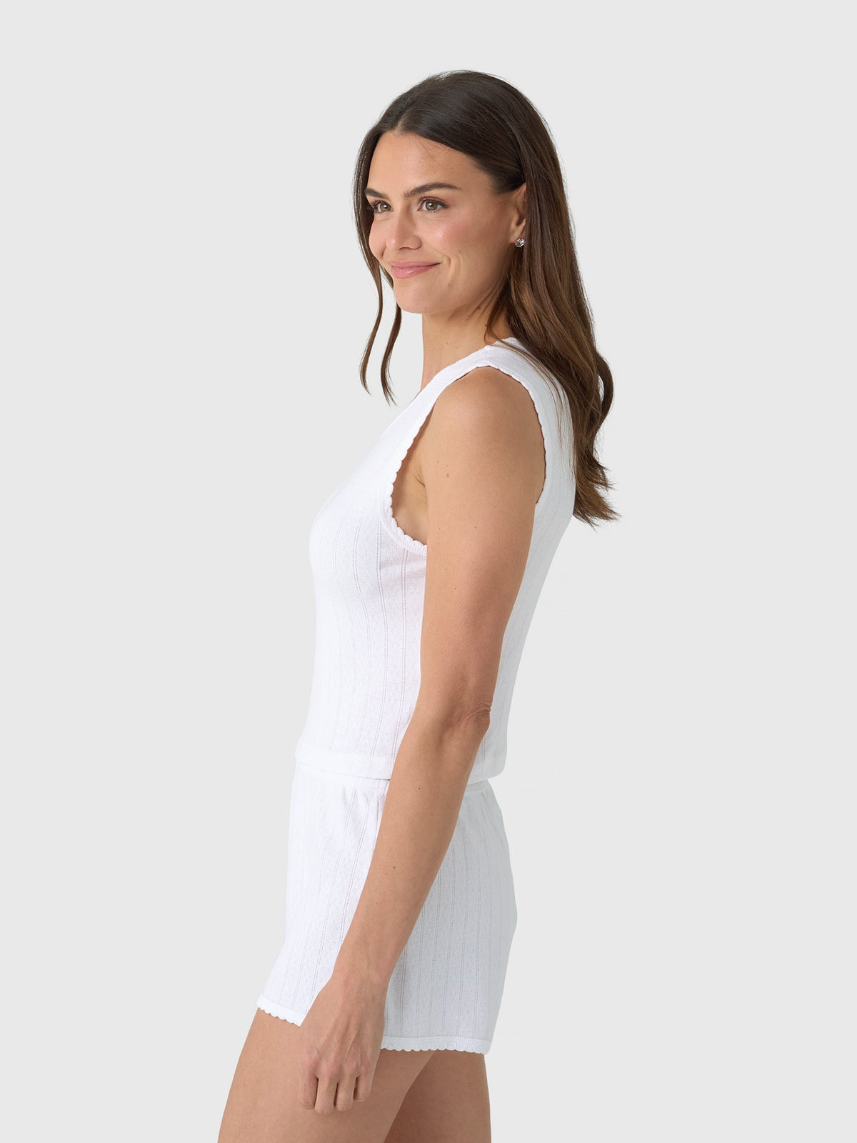 Leset Women's Pointelle Sleeveless Crew