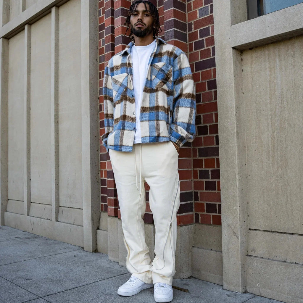EPTM ZIP FLARED SWEATPANTS CREAM