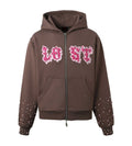 Lost Intricacy Brown Patch Zip Up