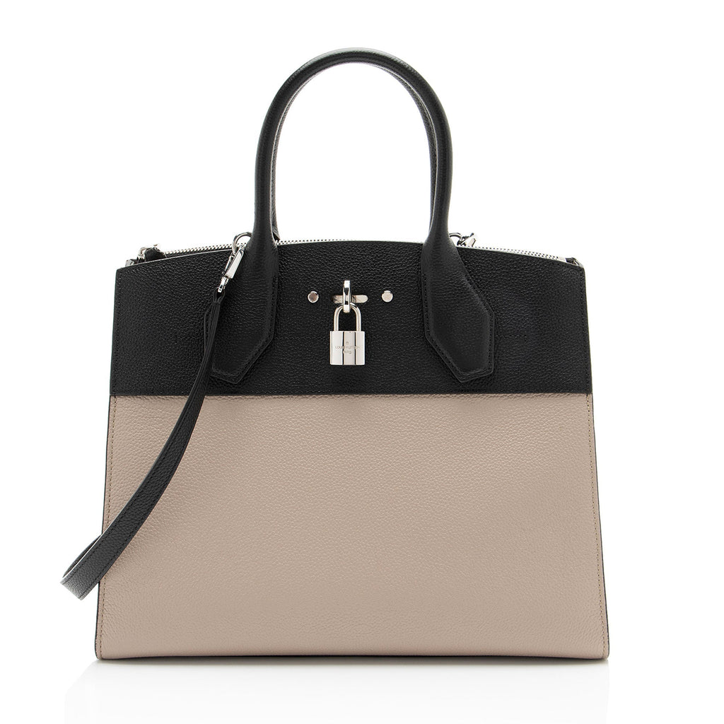 Louis Vuitton Calfskin City Steamer MM Tote Bag - Beige/Black