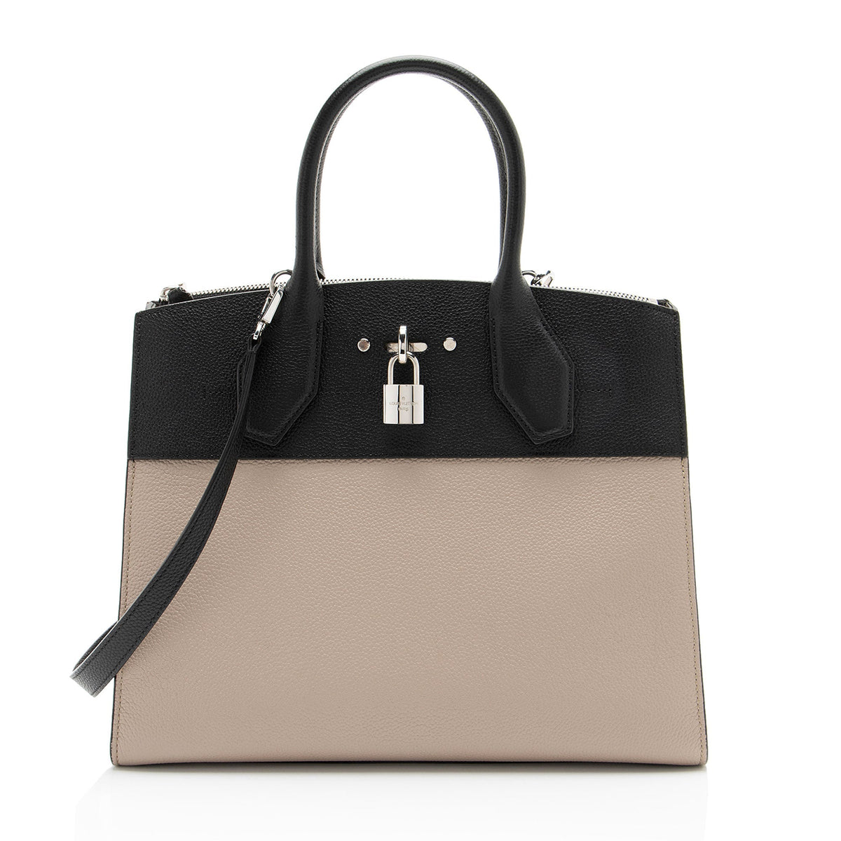 Louis Vuitton Calfskin City Steamer MM Tote Bag - Beige/Black