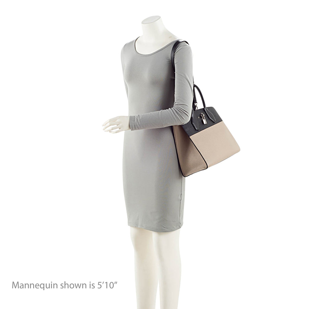 Louis Vuitton Calfskin City Steamer MM Tote Bag - Beige/Black